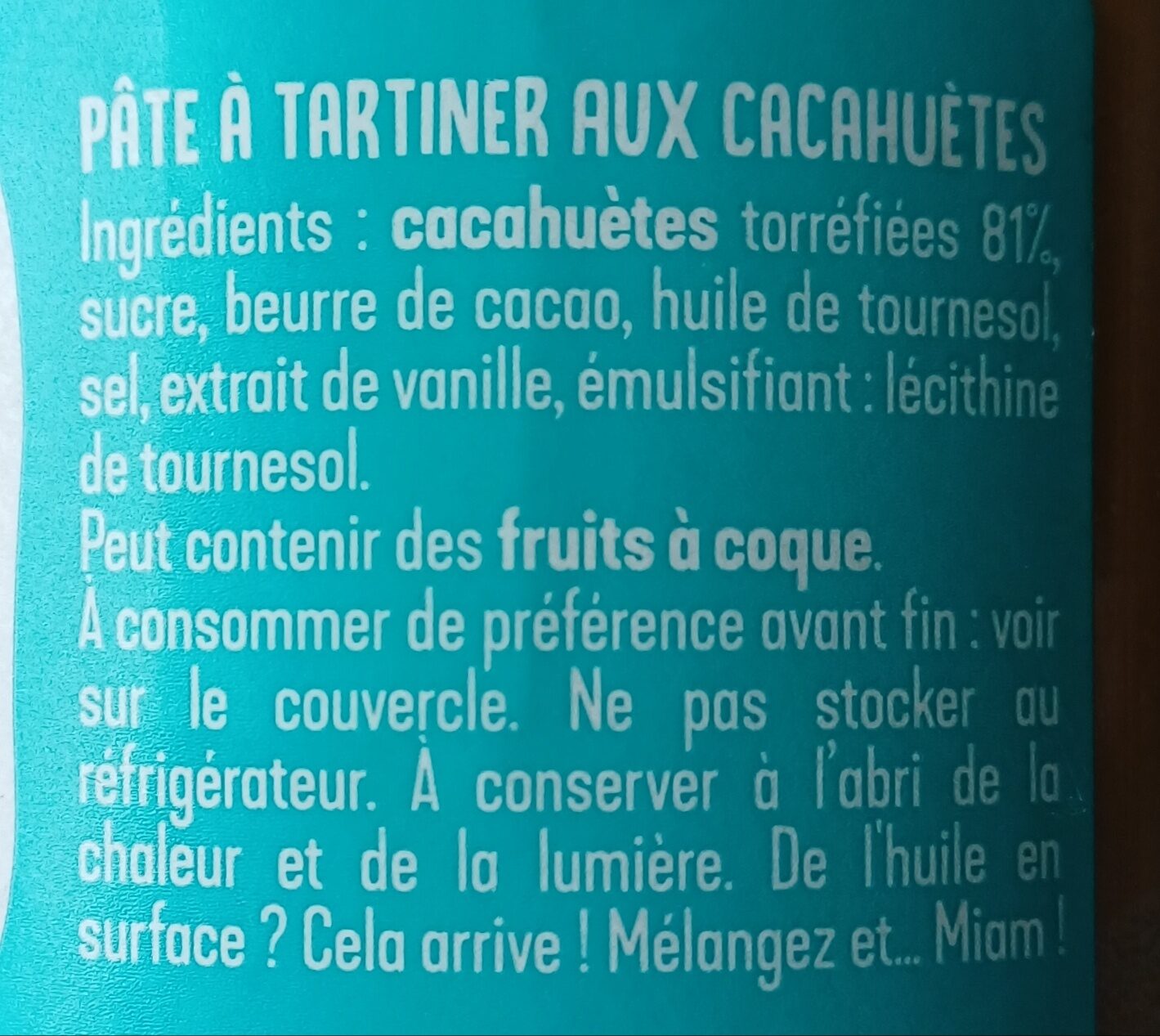 Andros Be Nuts ! - Pâte à tartiner Cacahuète