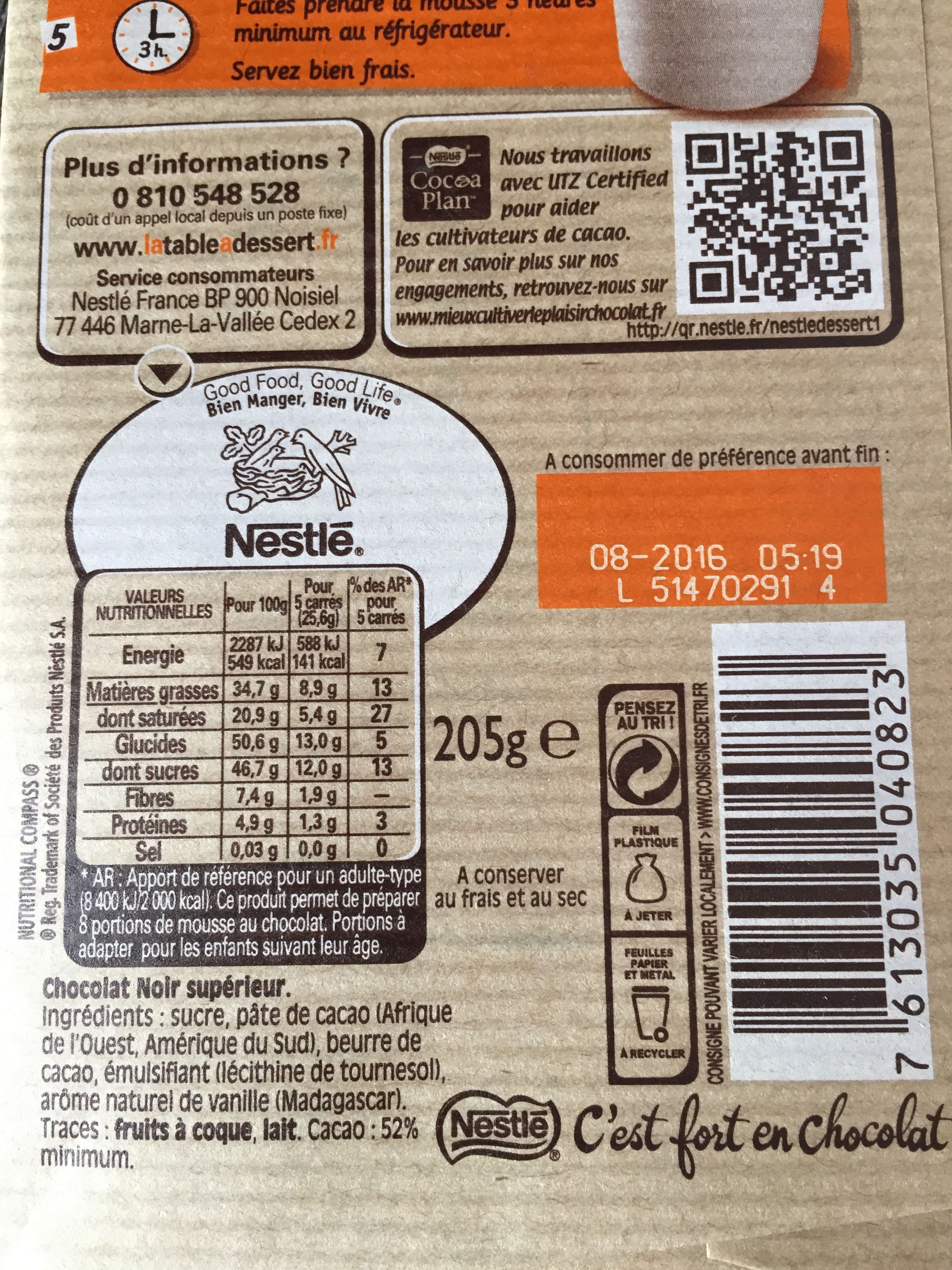 Nestlé Nestlé dessert Noir