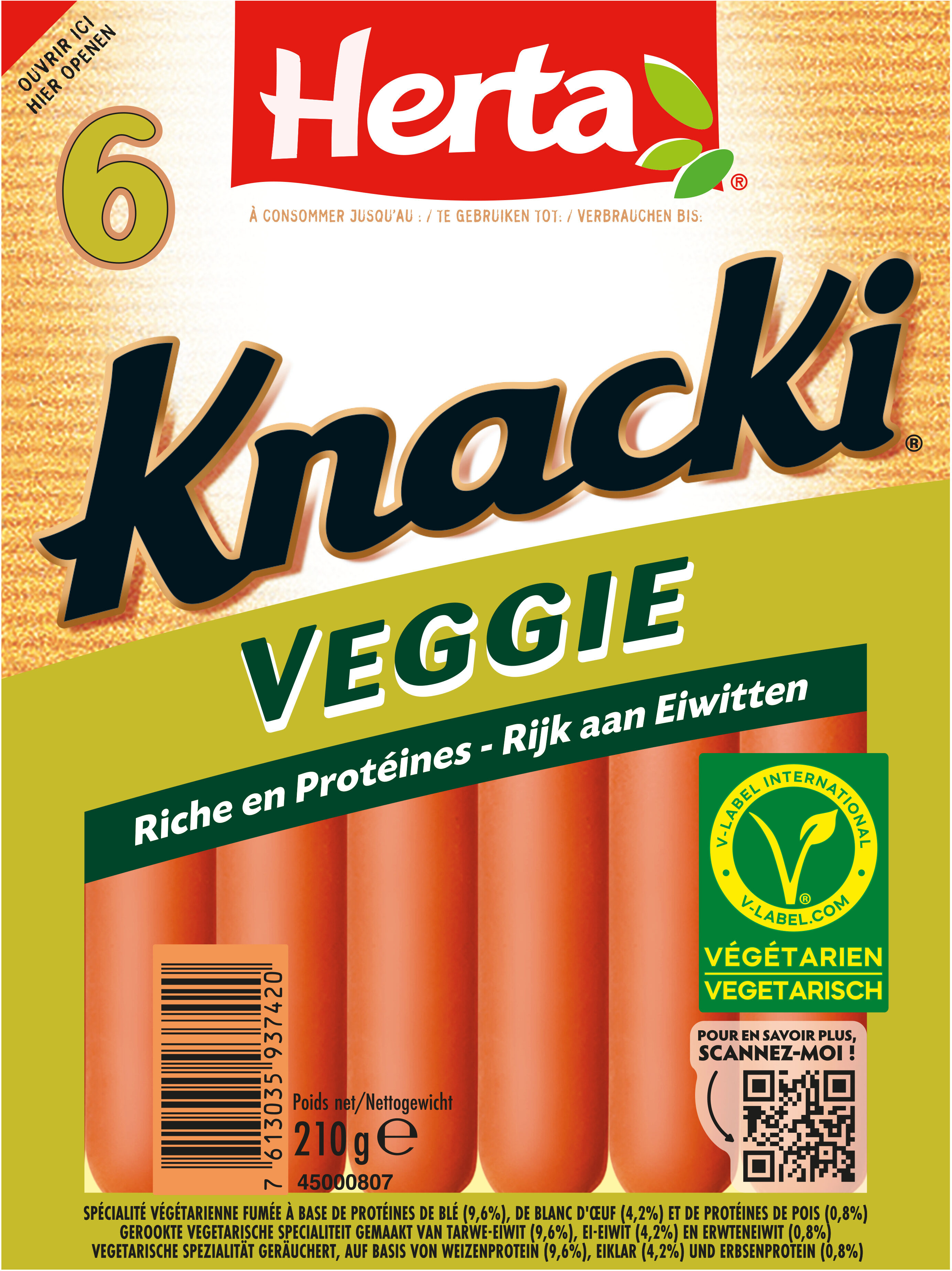 Herta HERTA Knacki Veggie Saucisses végétales x6 -210g