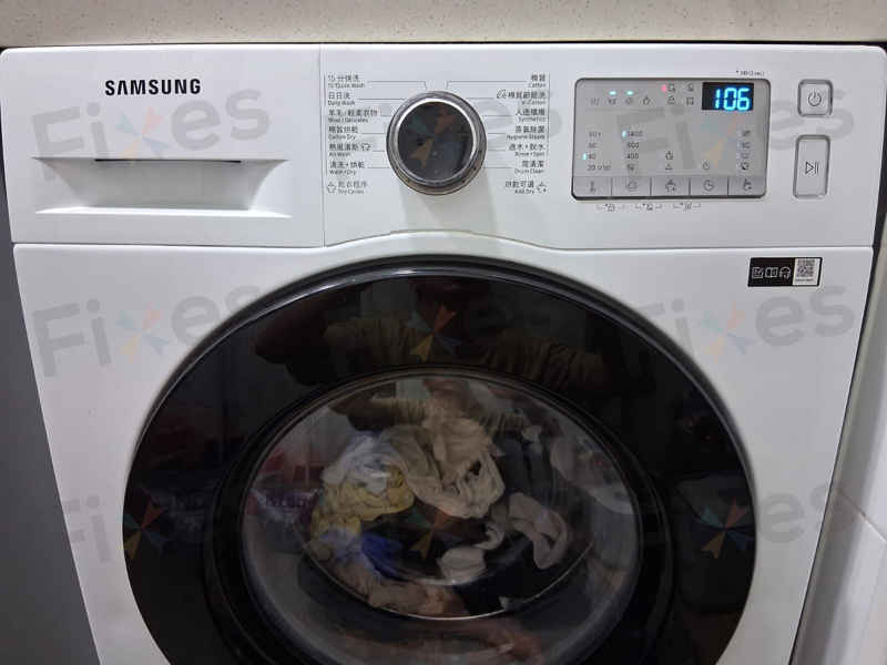 為何這部 Samsung WD系列洗衣機出現5C故障碼?現場拆底發現襪子堵塞🧐