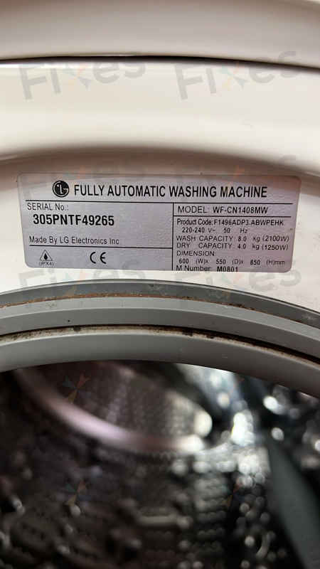 門鎖掣問題，出現故障碼DE🔧LG前置式洗衣機 WFCN1408MW