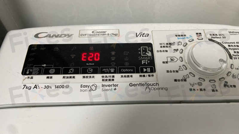 這部Candy「CVFTSG系列」洗衣機出現E03及E20雙重故障碼!原來是排水系統藏著這個小東西 🔍