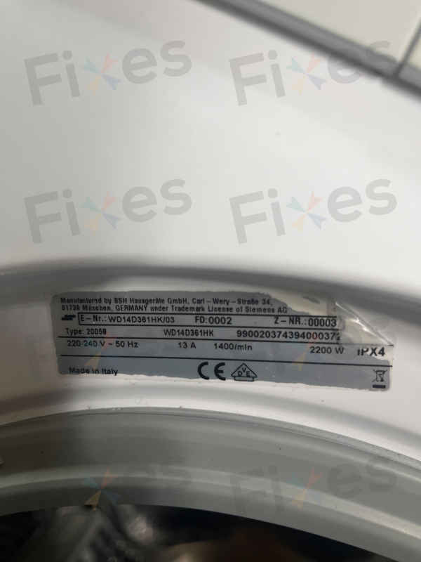 出現故障碼E12🧩Siemens西門子前置式洗衣機 WD14D361HK/03