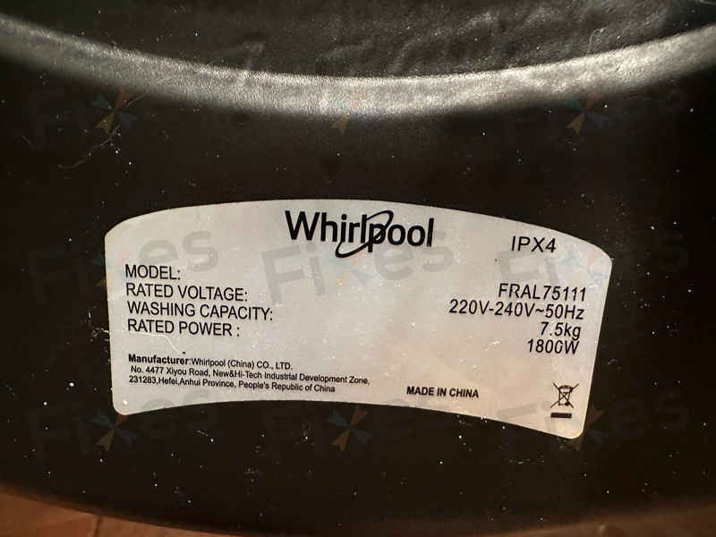 出現故障碼E12💧Whirlpool惠而浦前置式洗衣機 FRAL75111