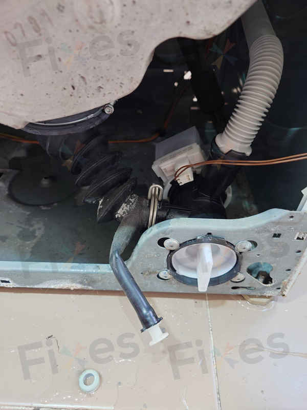 這部Siemens WM系列洗衣機E18故障碼不排水，原來是排水泵被雜物卡死造成的轉動問題 🌊