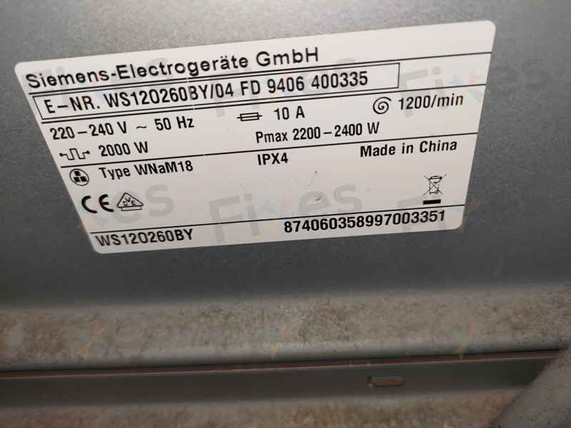 出現故障碼E21🔧 Siemens西門子前置式洗衣機 WS12O260BY/04