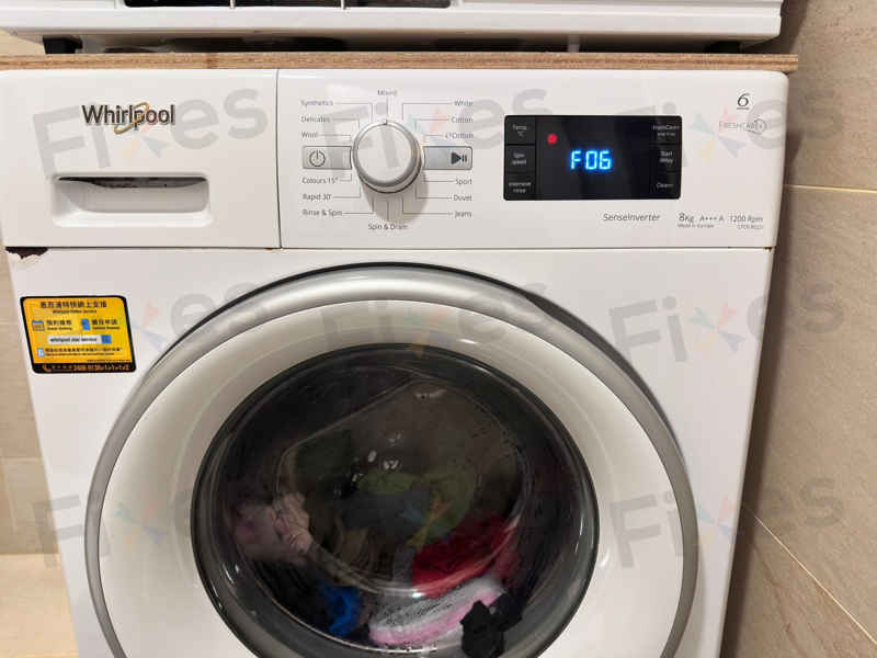 出現故障碼F06，門鎖死解決😊Whirlpool惠而浦前置式洗衣機 CFCR80221