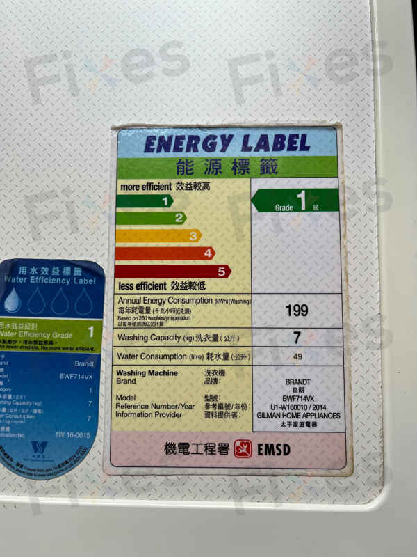 無法排水,顯示錯誤碼E21💧Brandt白朗牌前置式洗衣機 BWF714VX