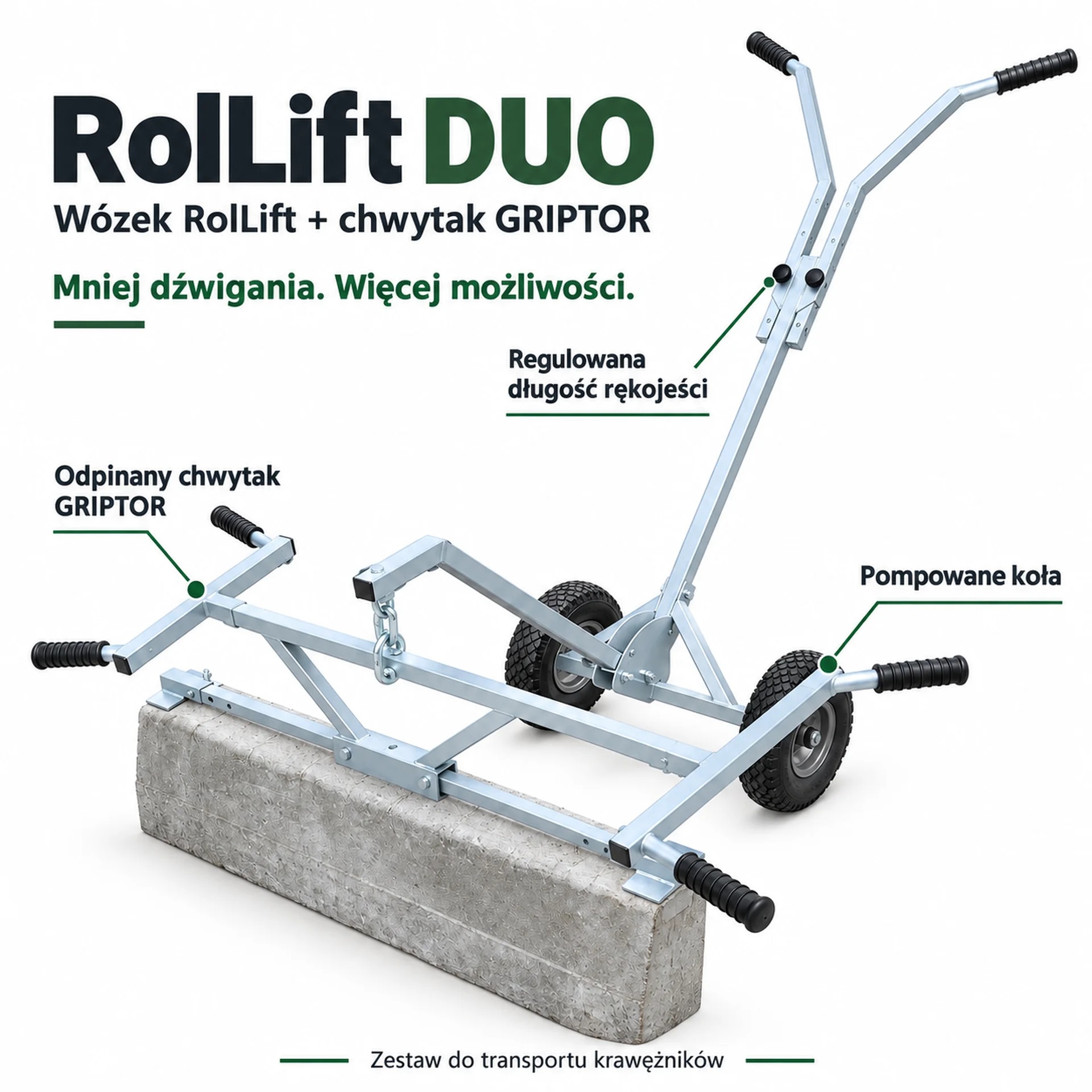 RolLift DUO – äärekivide transpordikomplekt | RolLift + GRIPTOR