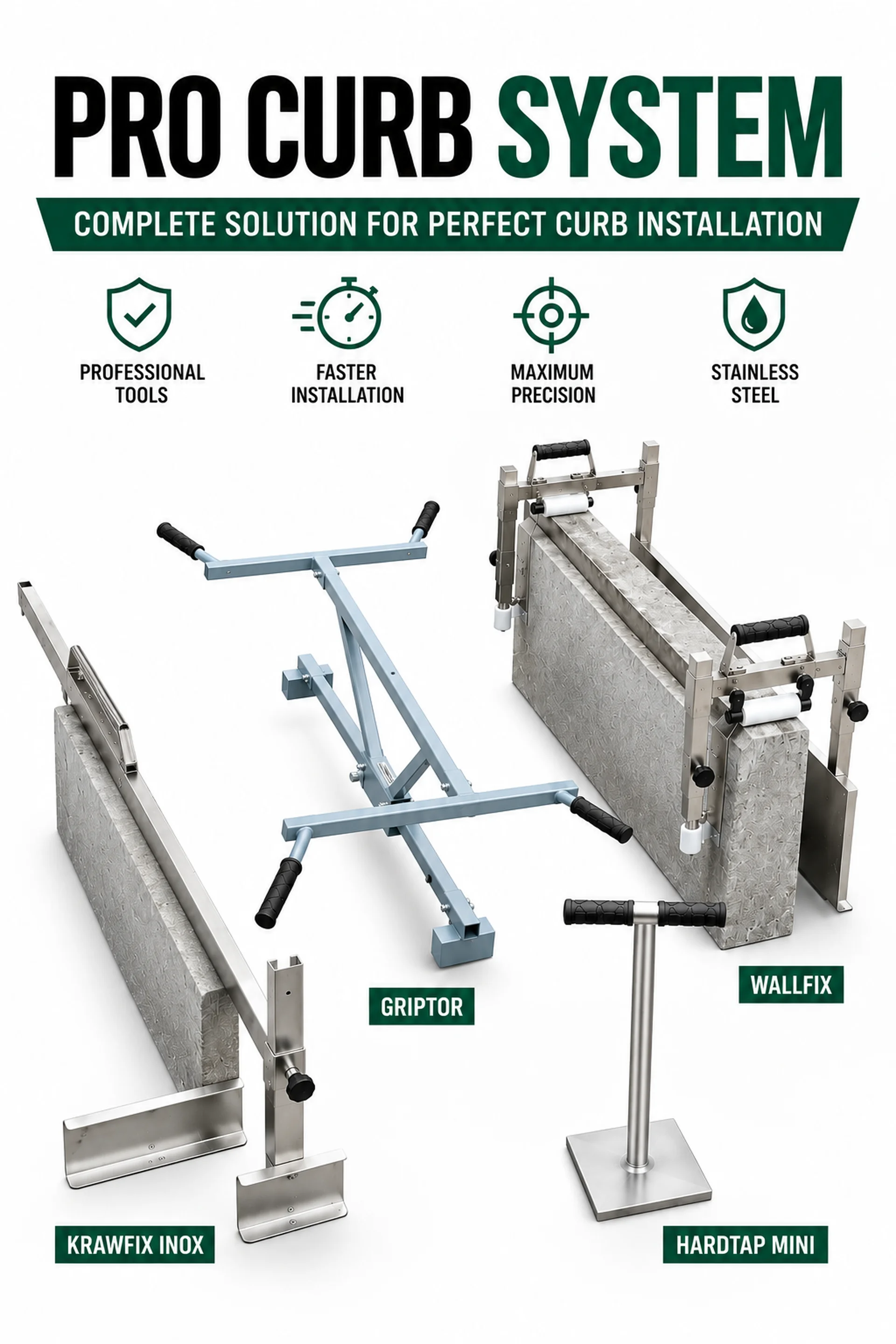 ZESTAW KRAWĘŻNIK PRO
Kompletny system do montażu krawężników
