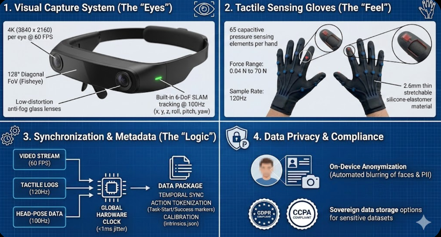 Technical Specification Sheet: Multimodal Egocentric Data Rig