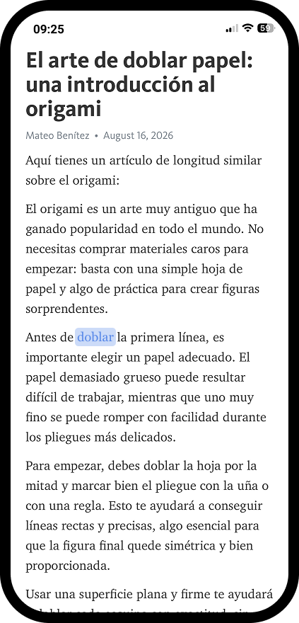 flangu app — translation screen showing a word being looked up