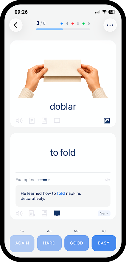flangu app — spaced repetition review session with FSRS algorithm