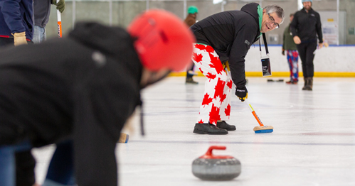 A photo of curling at the Summit