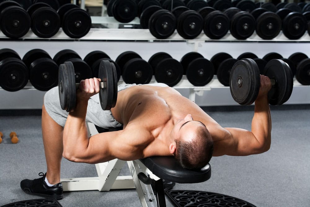 Man performing decline press