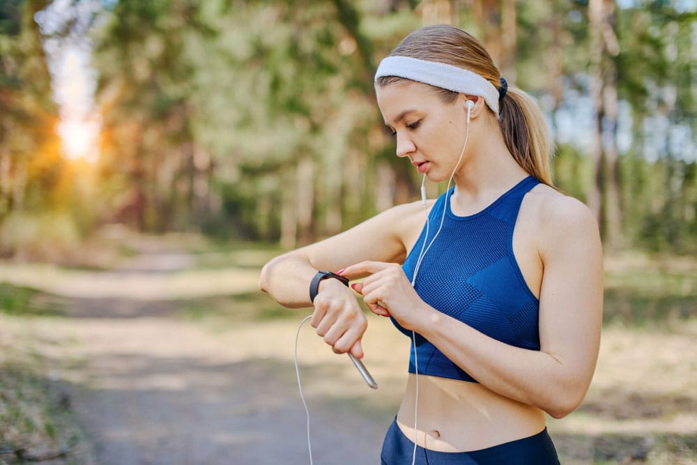 Woman tracking her workout