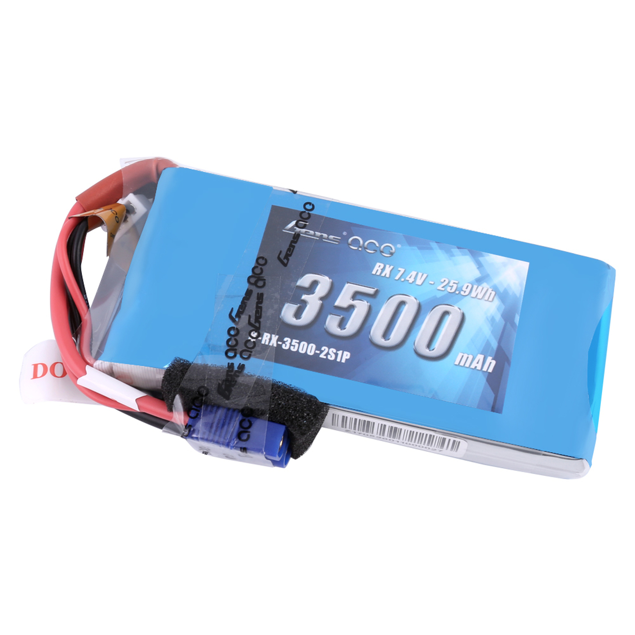 Gens ace 3500mAh 2S 7.4V RX Lipo Battery Pack with JR and EC3 Plug