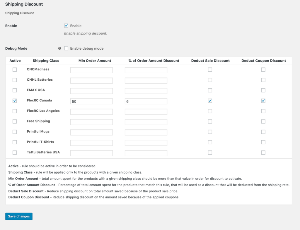 Shipping Discount Admin Settings UI