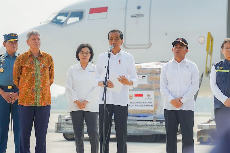 Presiden Joko Widodo dalam Pelepasan Pesawat Bantuan ke Palestina