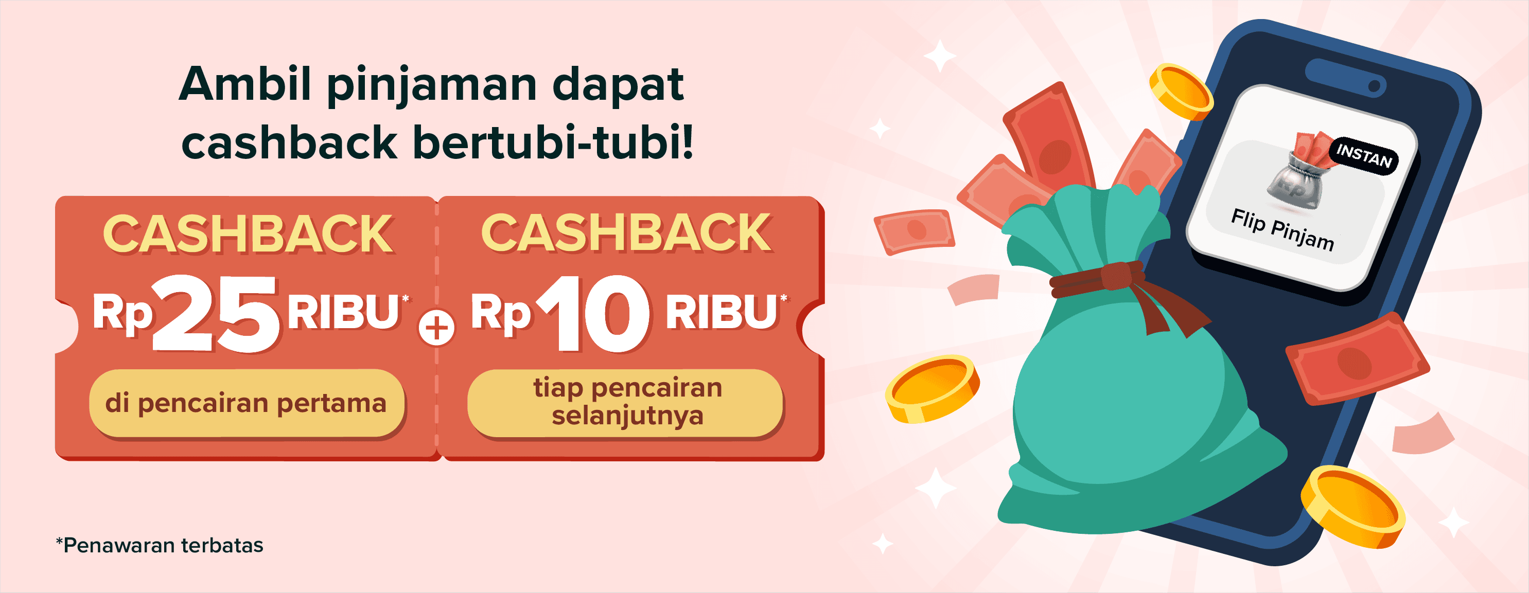 Syarat dan ketentuan cashback Flip Pinjam