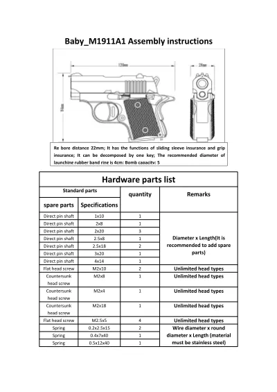 Baby M1911A1 Assembly instructions(English version) cover
