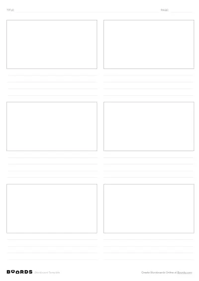 blank storyboard template a4 6 panel vertical cover