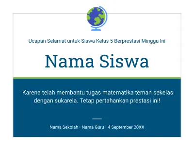 Ucapan Selamat untuk Siswa Kelas 5 Berprestasi cover