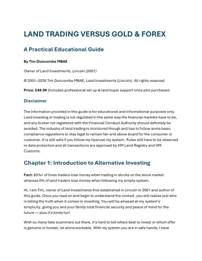 Land Trading Versus Gold & Forex cover