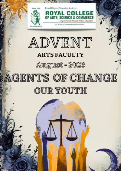 Advent August 2026 Arts Faculty Magazine cover