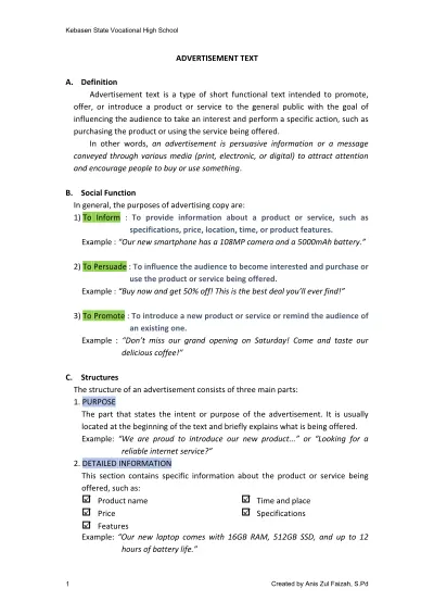 Advertisement Text cover