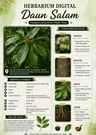Herbarium Digital Pertumbuhan dan Perkembangan Daun Salam cover