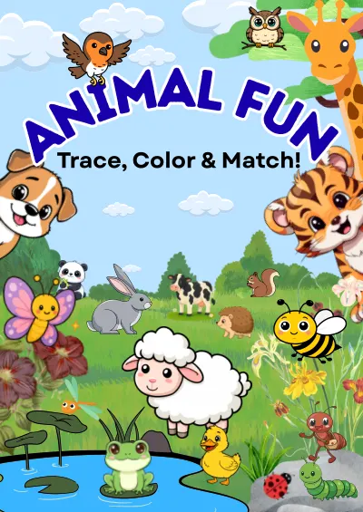 Animal Fun Trace, Color & Match cover