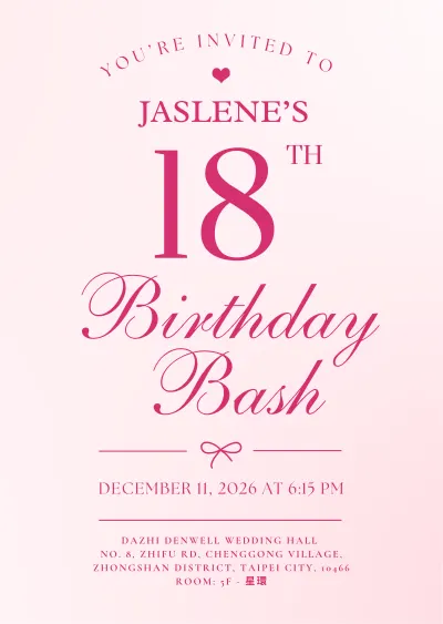 Jaslene's 18th Birthday Bash Invitation cover