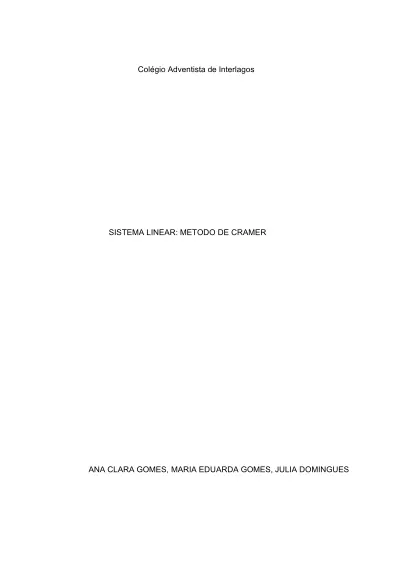 Sistema Linear: Método de Cramer cover
