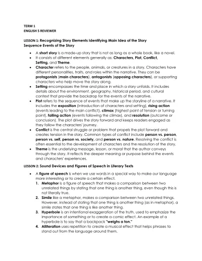 ENGLISH 5 TERM 1 EXAM REVIEWER cover