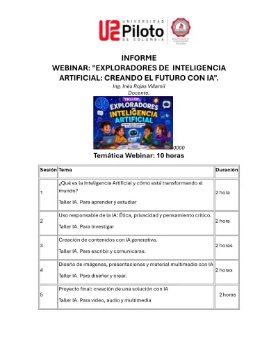 Informe Webinar: Exploradores de Inteligencia Artificial cover