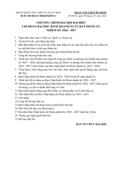 Chương trình Đại hội Đại biểu Chi đoàn 19.1 cover