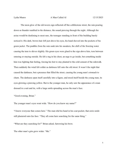 Writing Assignment A Man Called Al cover