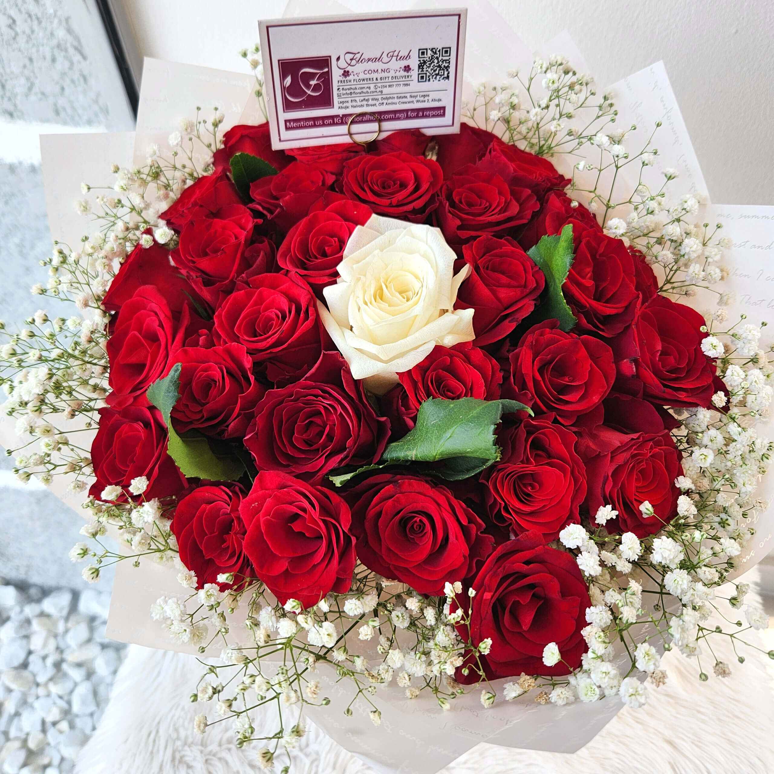 Numero Uno Red and White Roses Bouquet