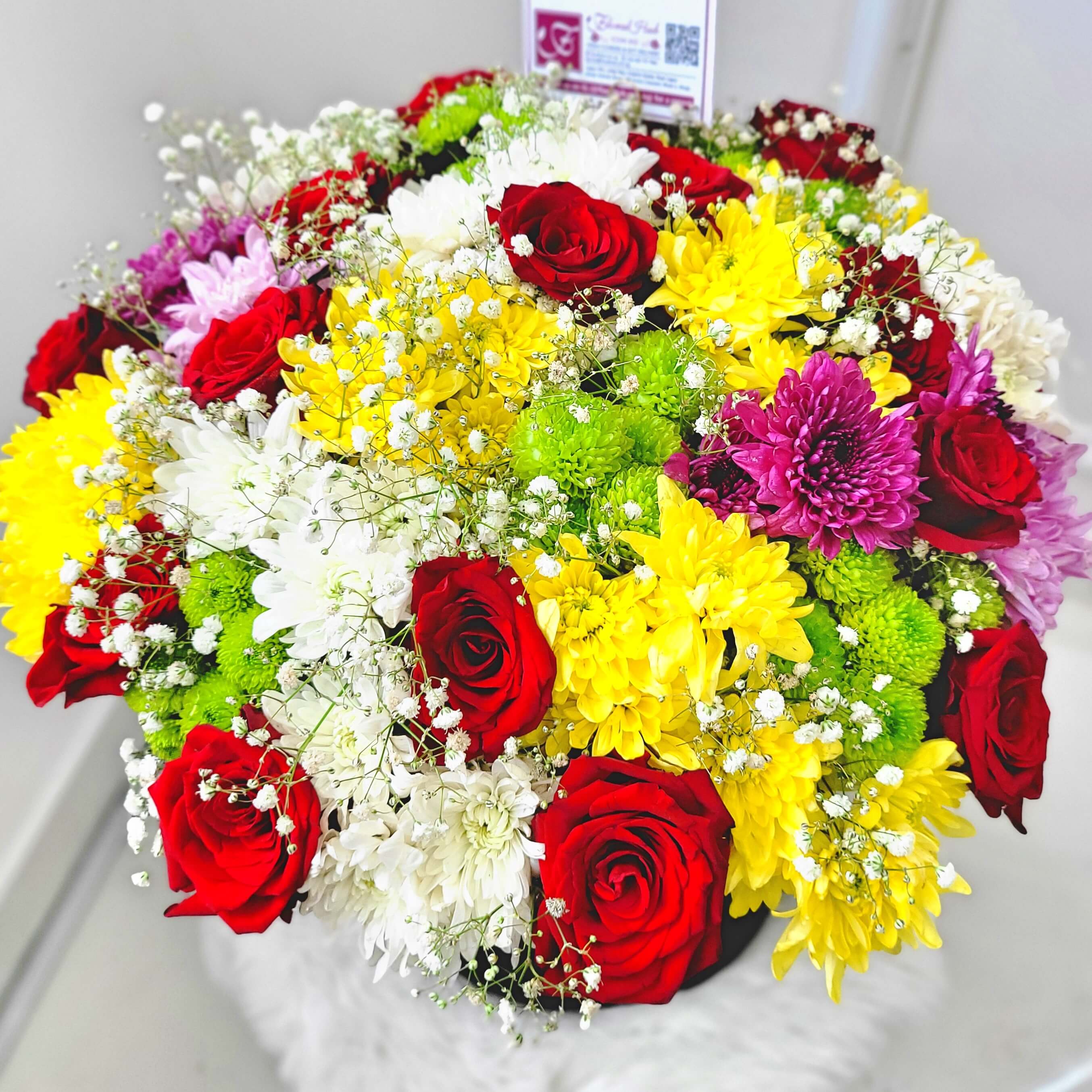 Floralhub Dune Red Roses Mixed Chrysanthemums With Gypso 7