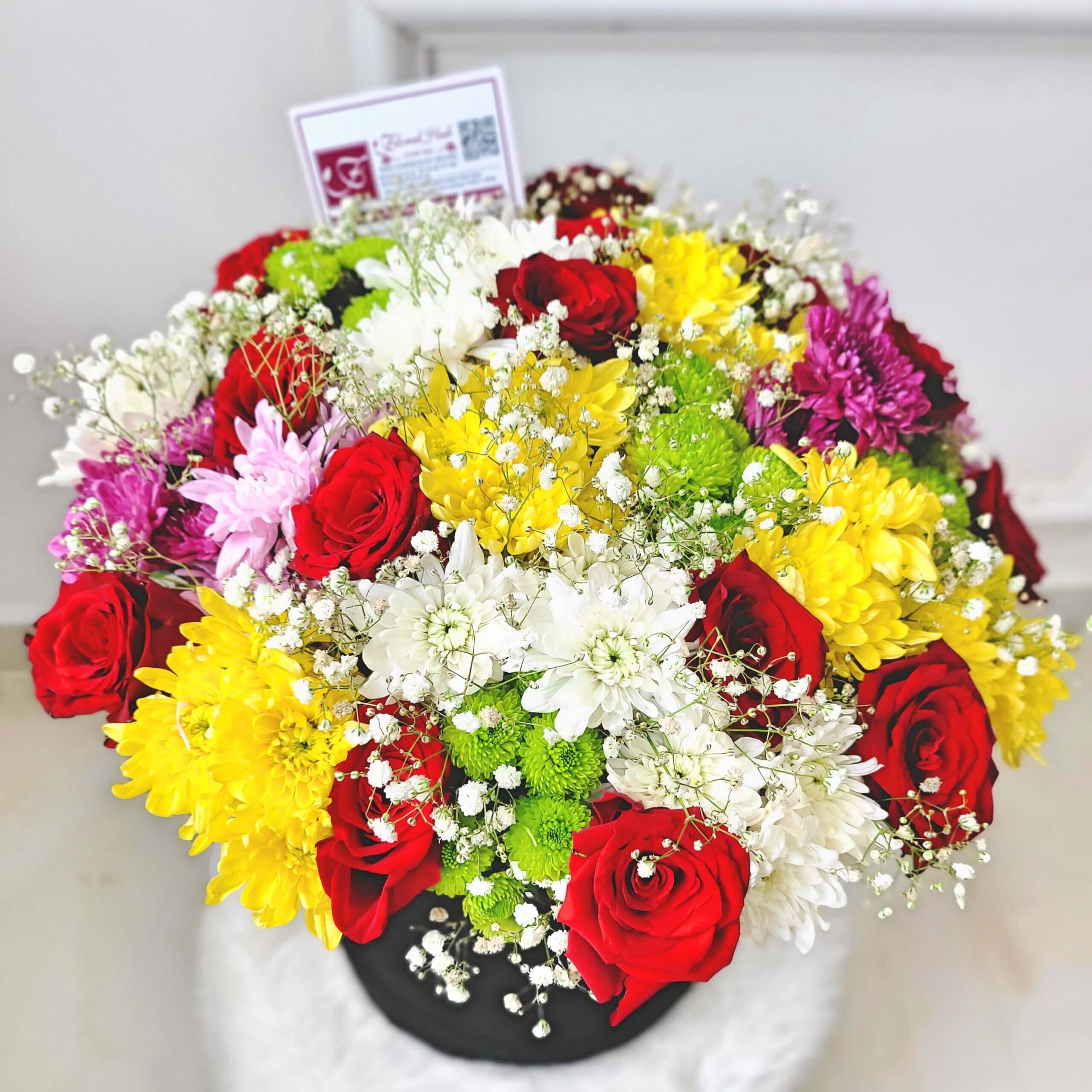 Floralhub Dune Red Roses Mixed Chrysanthemums With Gypso 8