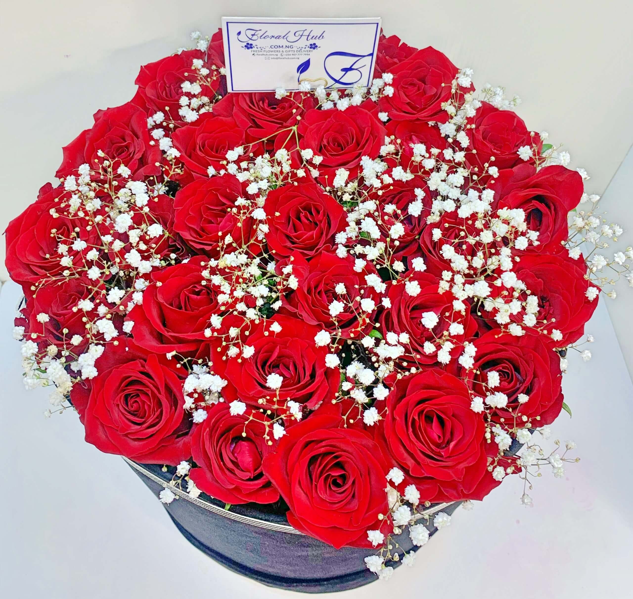 Bologna Box Arrangement - Box of red roses and million stars