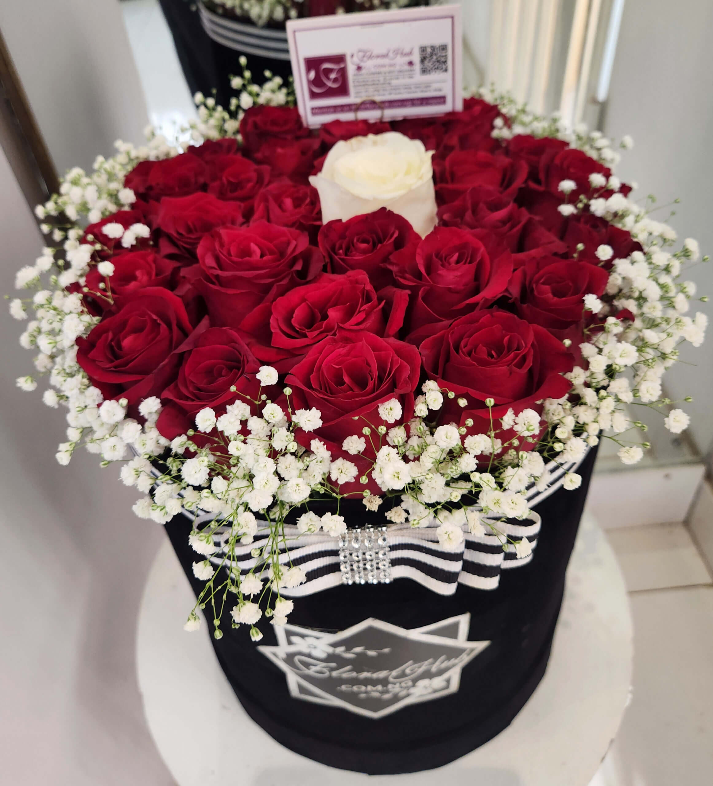 Red and White Roses and Million Stars Box Floralhub