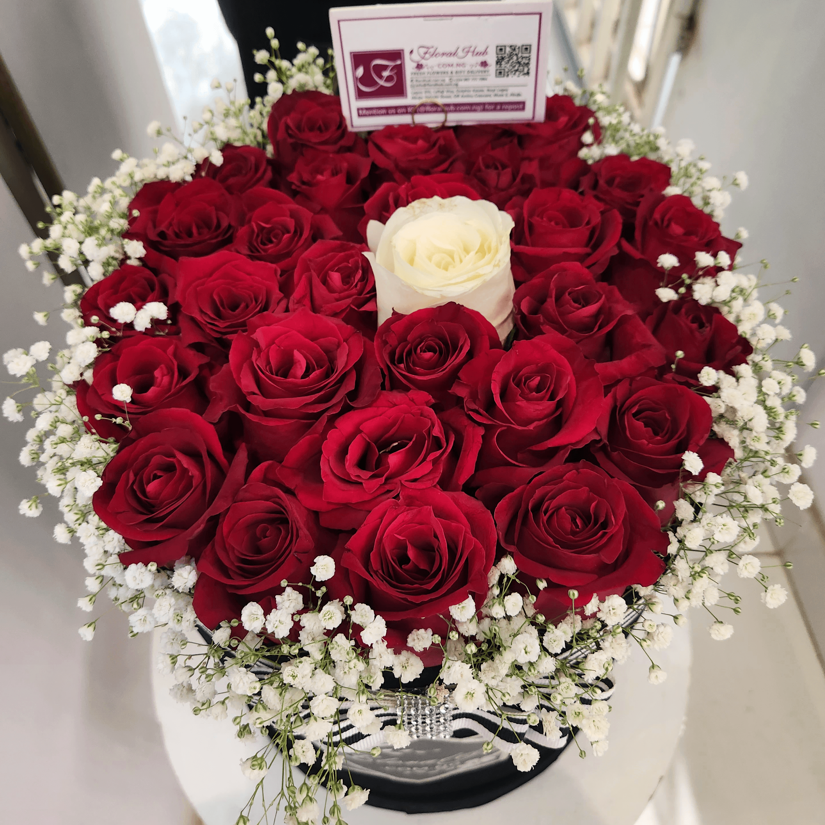 Red and White Roses with Million Stars