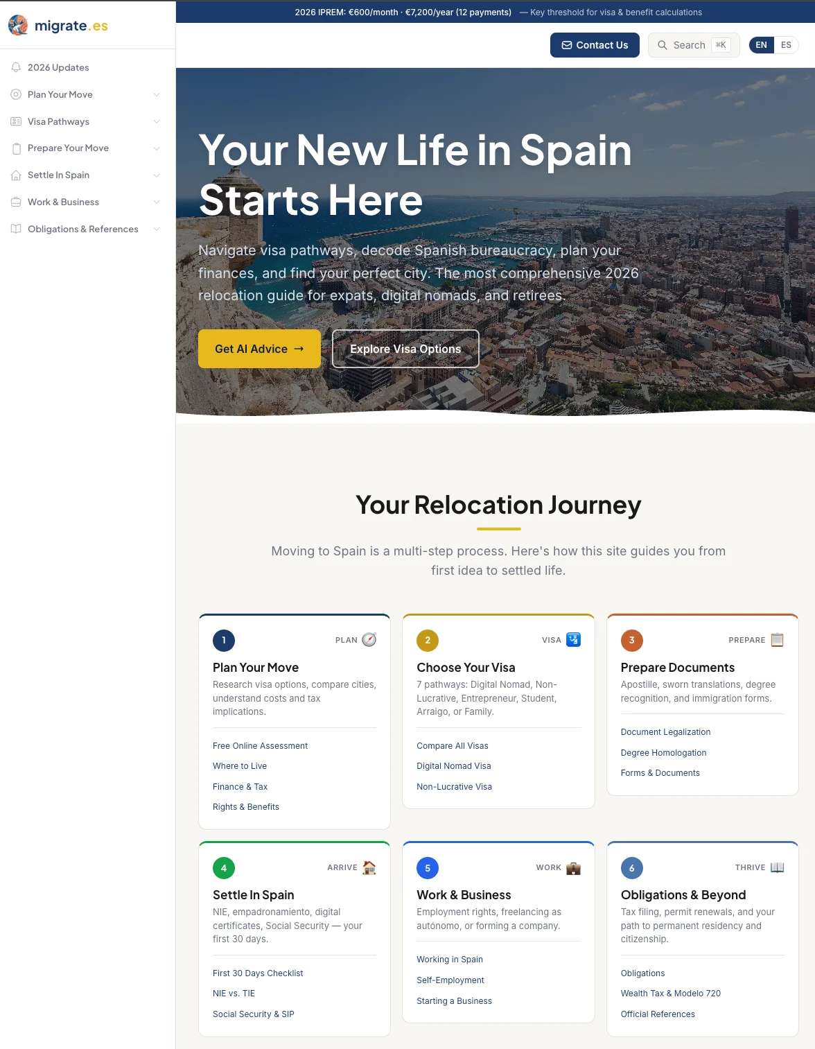 Migrate.es Information Portal screenshot