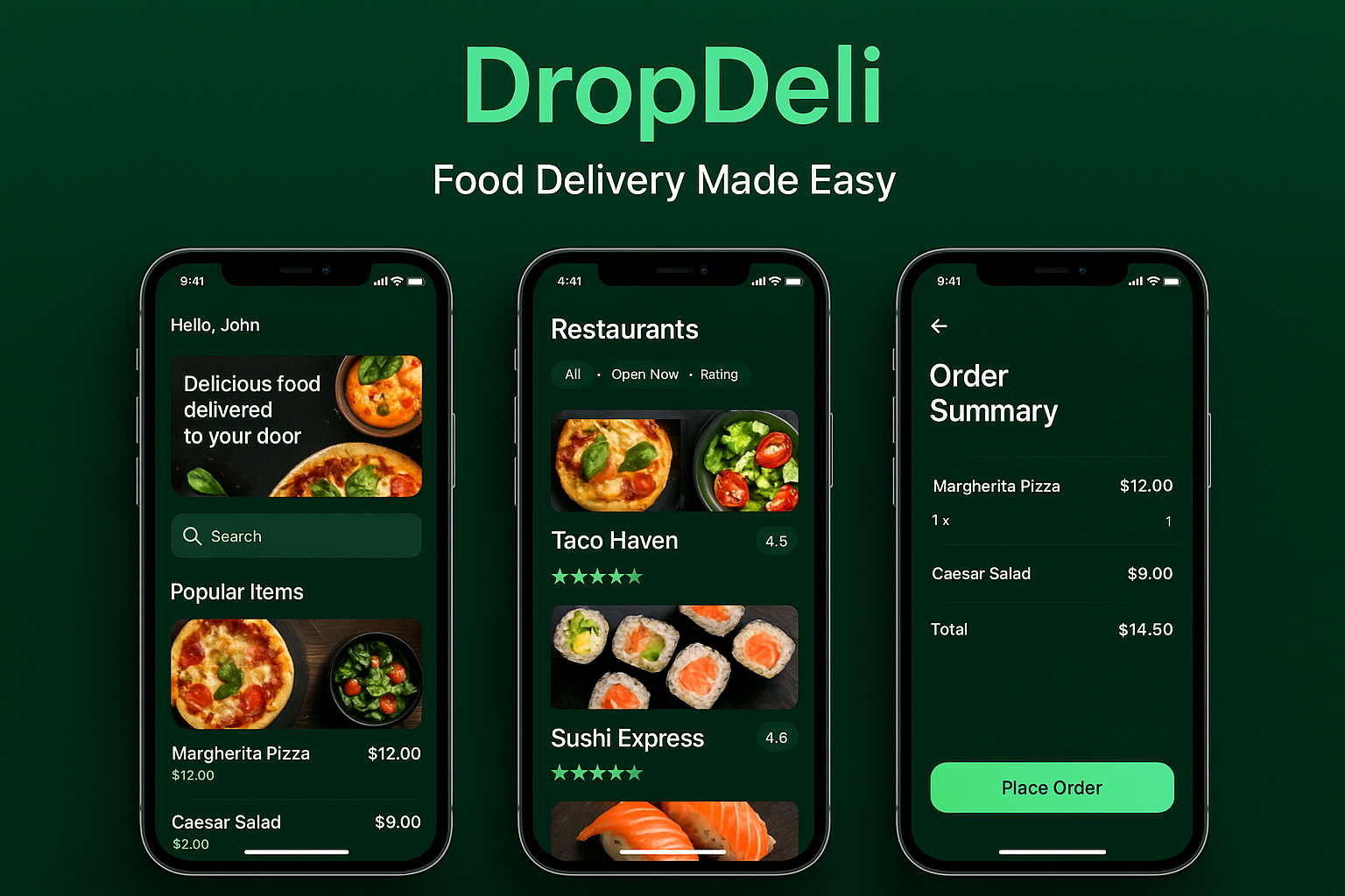 DropDeli on device