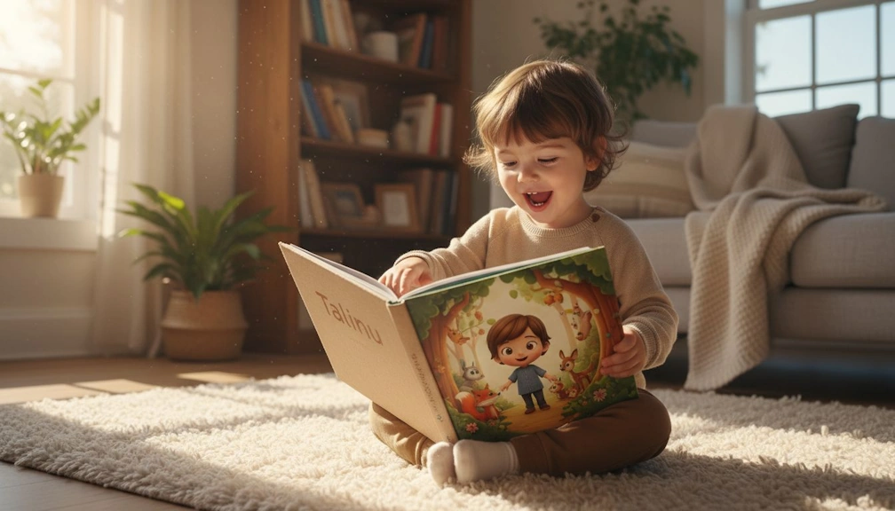 4-jähriges Kind mit personalisiertem Kinderbuch – Geschenkidee Geburtstag