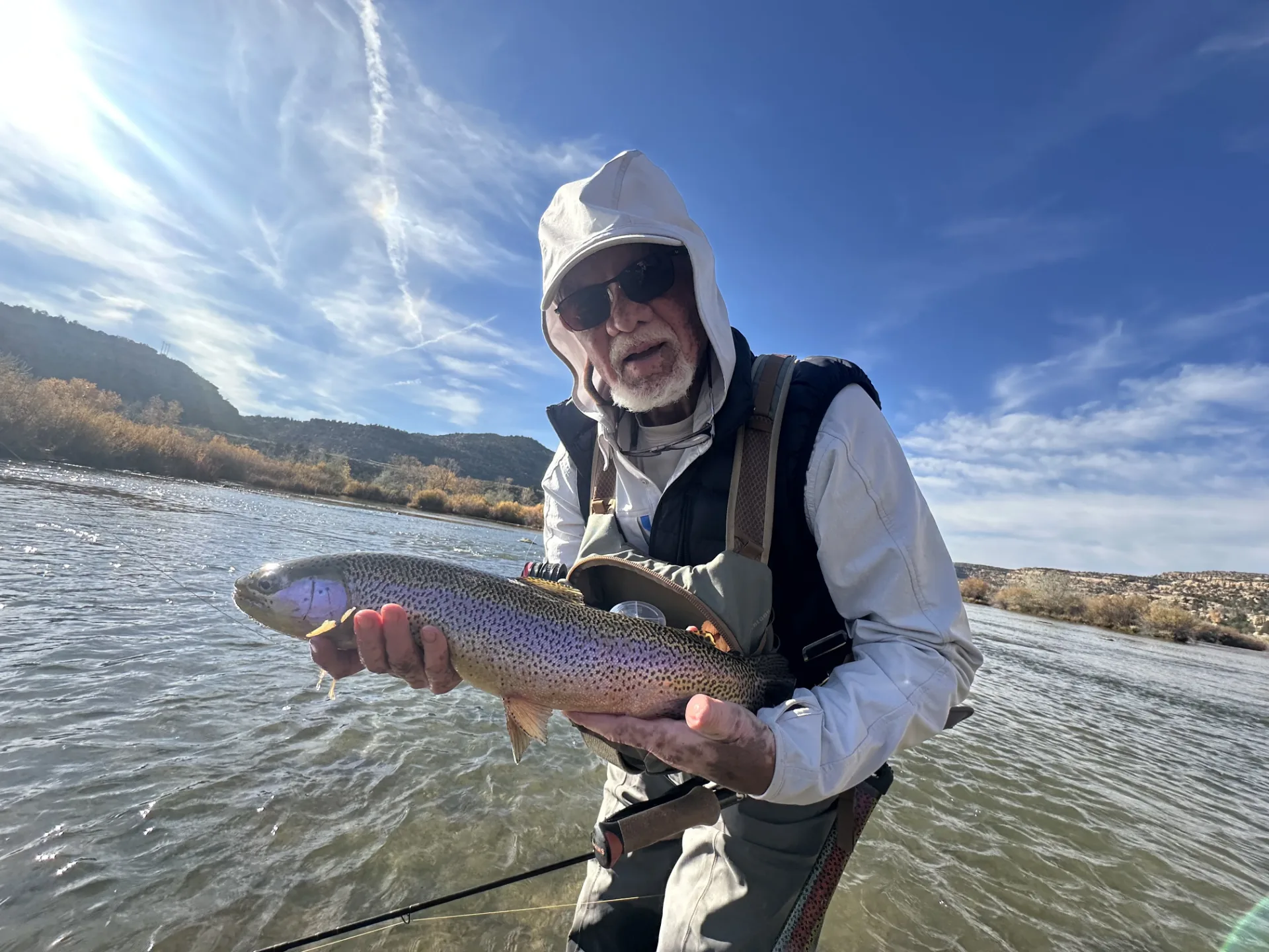 landed rainbow trout on the san juan river