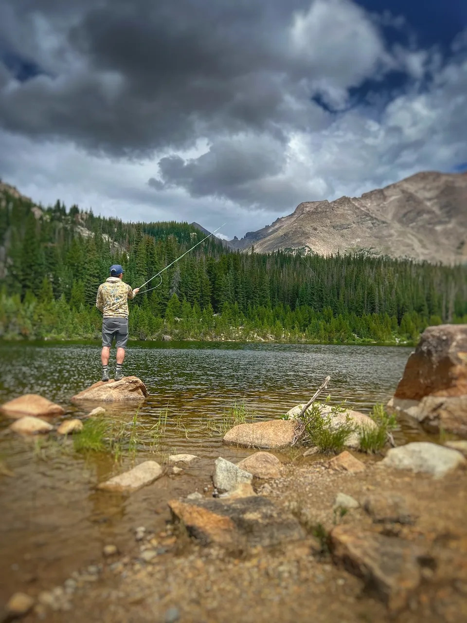 Fly Fishing at an alpine lake