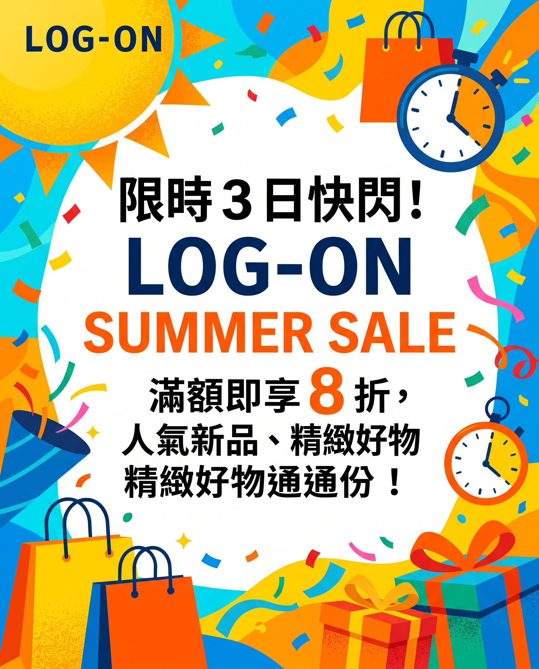 限時 3 日快閃！LOG-ON SUMMER SALE 滿額即享 8 折，人氣新品、精緻好物通通有份！